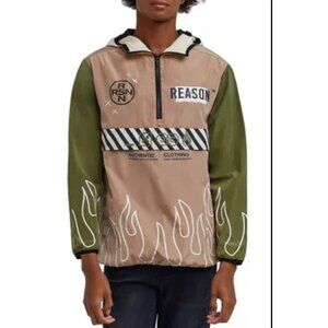 Reason Mens Built to Last Pullover green/Beige  Jacket sz Large